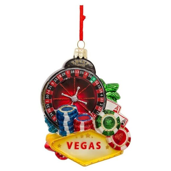 🎄Kurt Adler LAS VEGAS 4.65" Glass Christmas Tree Large Ornament City Scapes - Picture 2 of 8